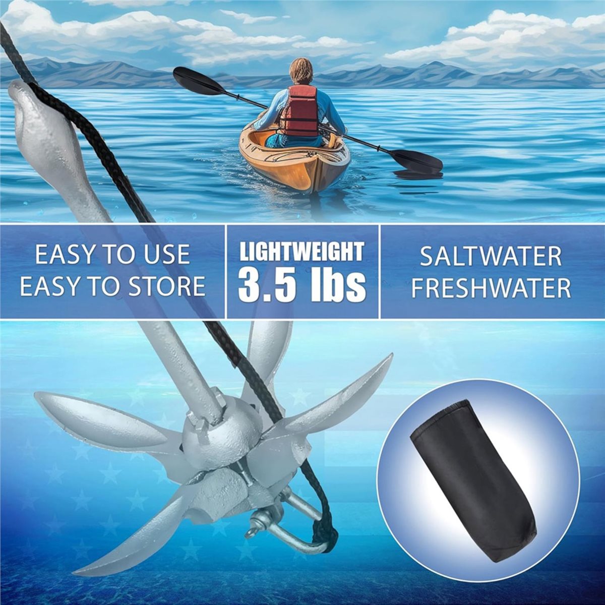 Fishing Kayak Anchor - Big Discount Kayak Anchor, 3.5 Pound