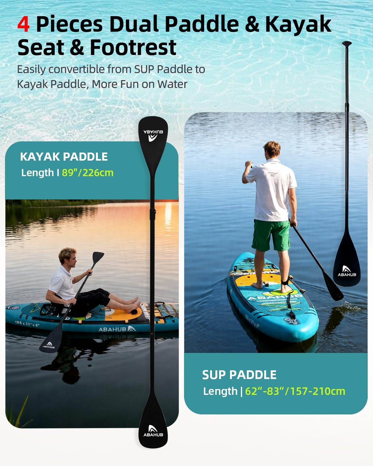 Wide 10.6ft x 31/34in Inflatab - огляд і ціна Fishing Kayak Paddle